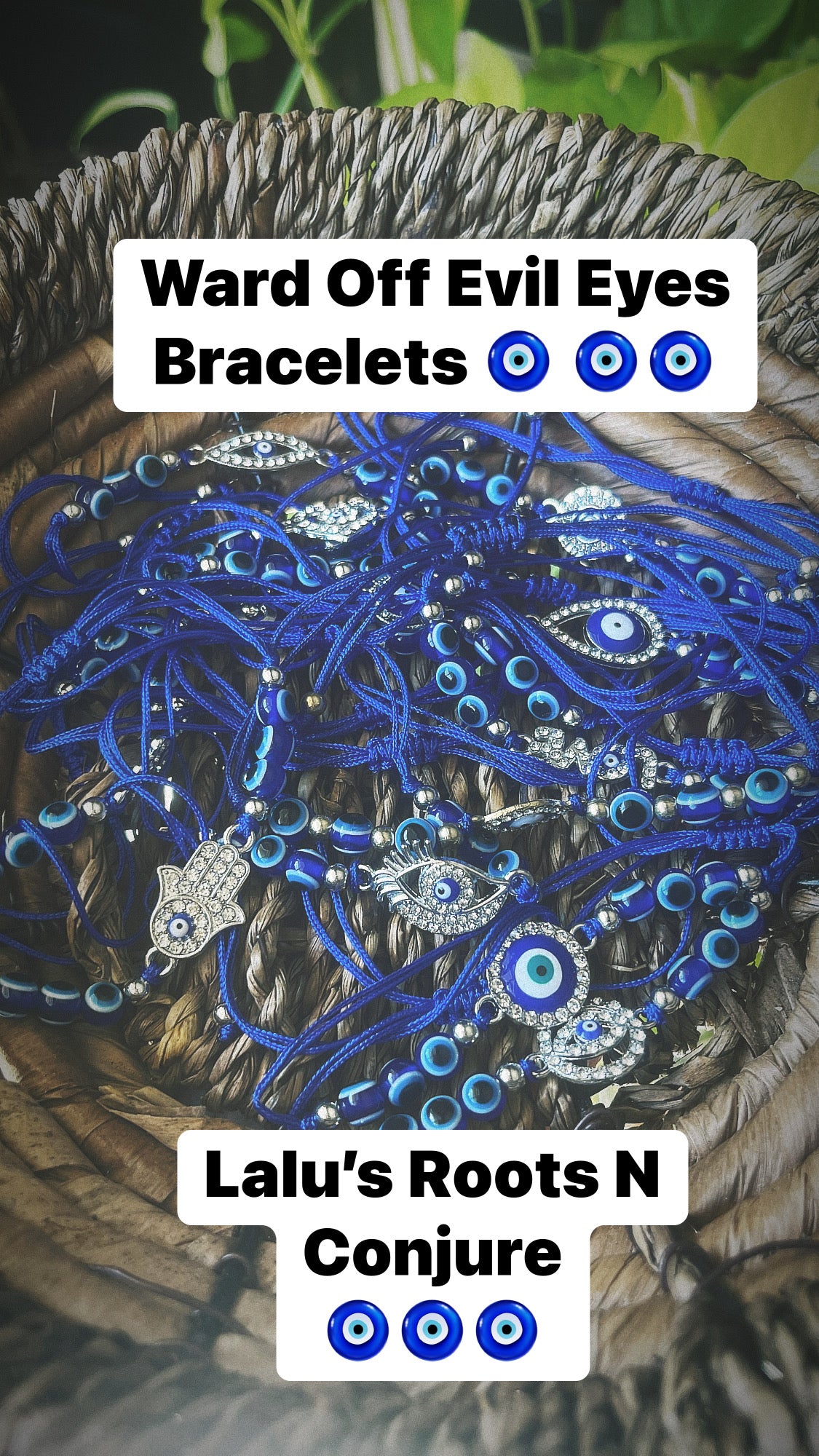 Evil Eye Bracelet for Protection Ritual Spell - Hoodoo, Voodoo|| Adjustable