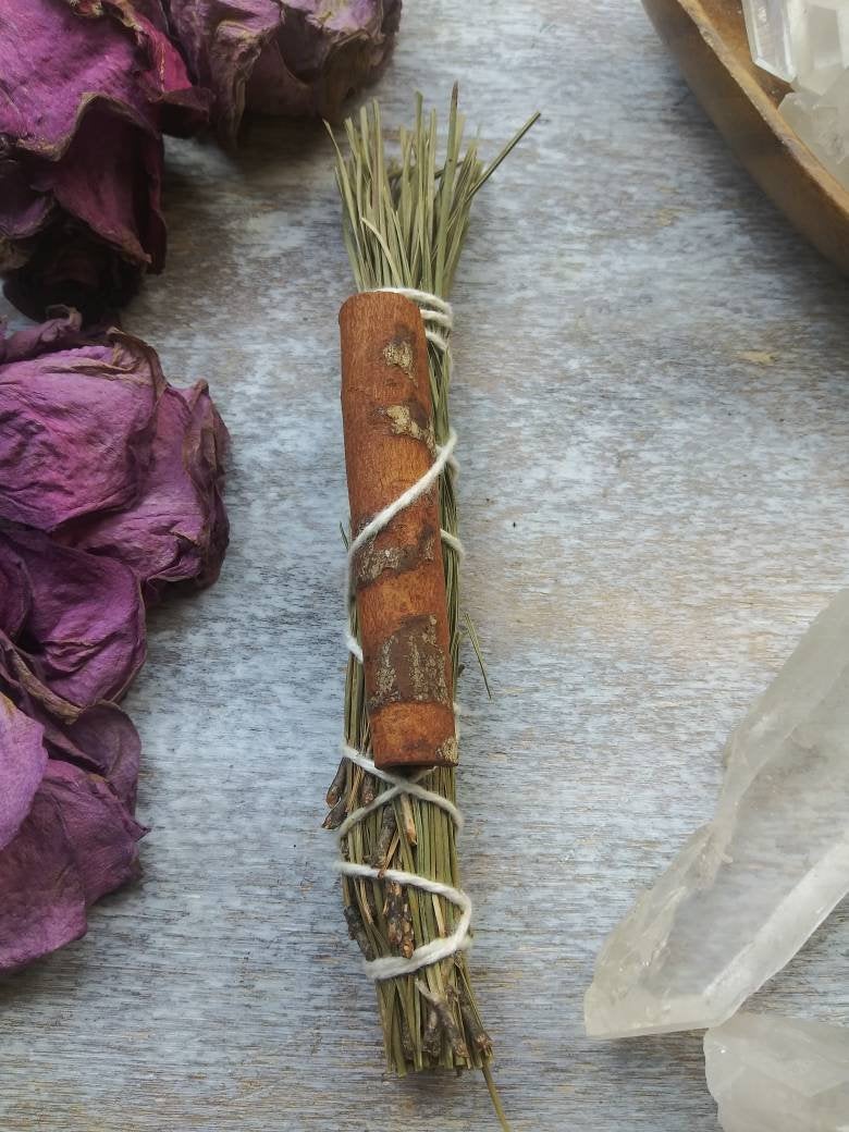 Pine + Cinnamon Smudge Stick | Money Stick