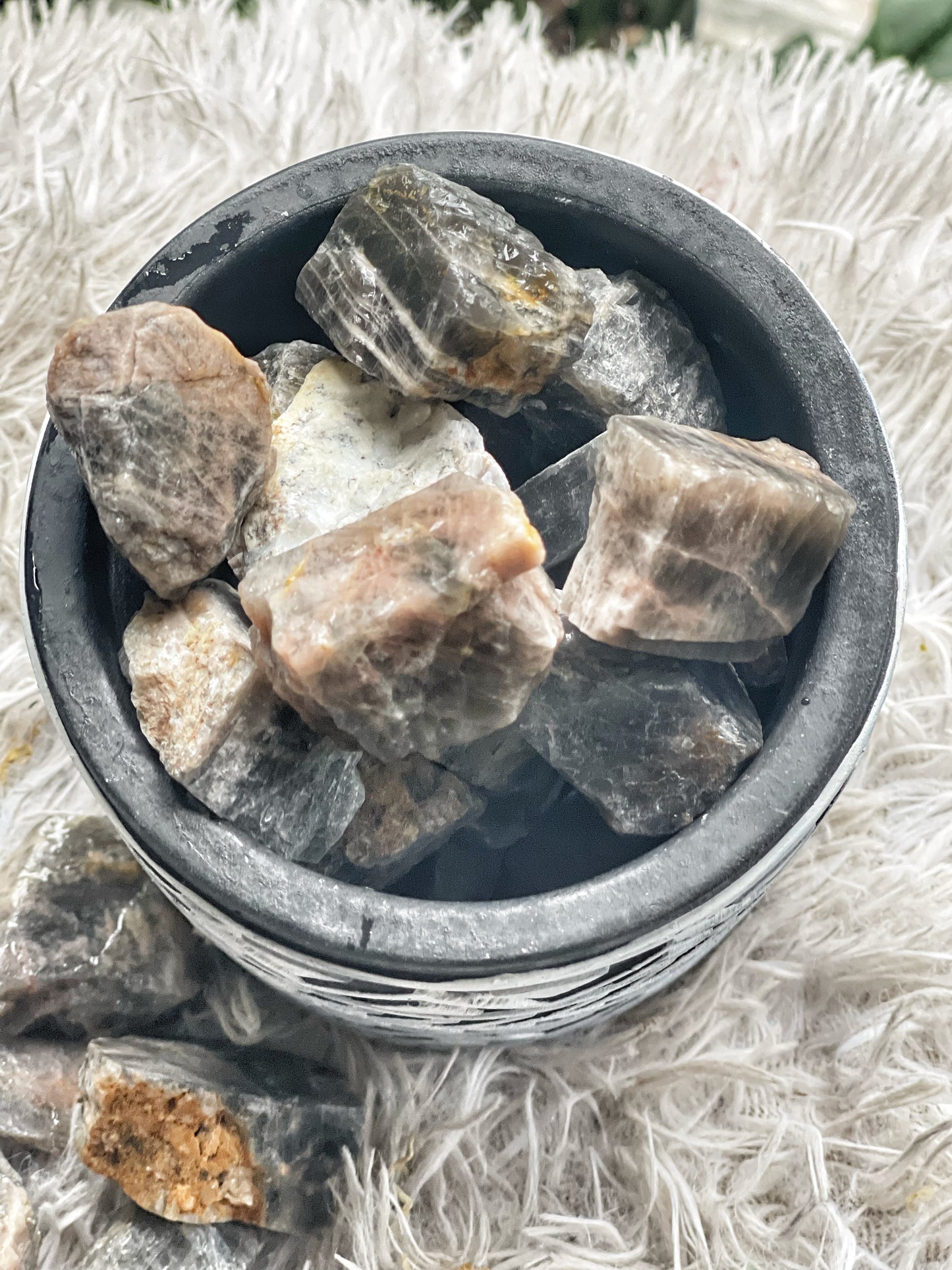 Black Moonstone for new moon magic, grounding, and protection